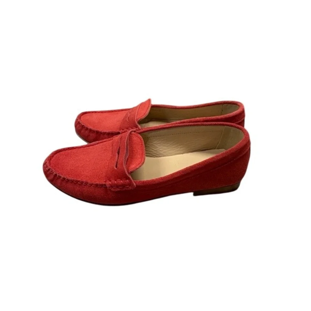 J.Crew Women Red Suede Penny Loafers Made in Italy Size 7 Slip On‎ Shoes